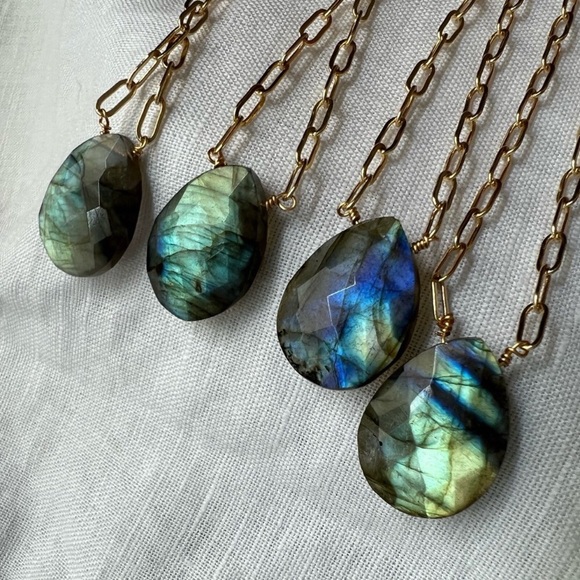 Paperclip Chain Labradorite Necklace - Picture 7 of 7